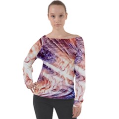 Sonic Boom Off Shoulder Long Sleeve Velour Top by MRNStudios