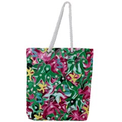 Floral-diamonte Full Print Rope Handle Tote (large)