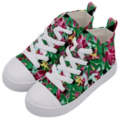 Floral-abstract Kids  Mid-top Canvas Sneakers by PollyParadise