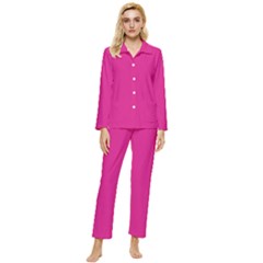 Color Barbie Pink Womens  Long Sleeve Pajamas Set