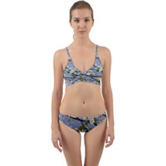 Pear Branch With Flowers Wrap Around Bikini Set by SychEva