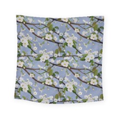 Pear Branch With Flowers Square Tapestry (small) by SychEva