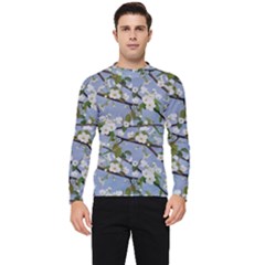 Pear Branch With Flowers Men s Long Sleeve Rash Guard by SychEva