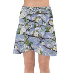 Pear Branch With Flowers Wrap Front Skirt by SychEva
