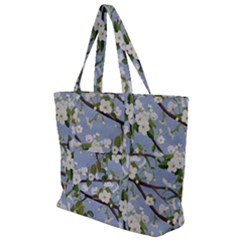 Pear Branch With Flowers Zip Up Canvas Bag by SychEva