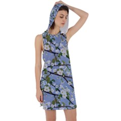 Pear Branch With Flowers Racer Back Hoodie Dress by SychEva