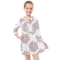 Flowers Pattern Kids  Quarter Sleeve Shirt Dress by UniqueThings