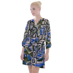 Tribal Family Open Neck Shift Dress