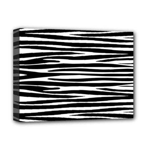 Zebra Stripes, Black And White Asymmetric Lines, Wildlife Pattern Deluxe Canvas 16  X 12  (stretched)  by Casemiro