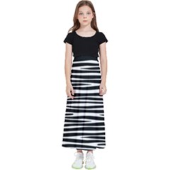 Zebra Stripes, Black And White Asymmetric Lines, Wildlife Pattern Kids  Flared Maxi Skirt by Casemiro