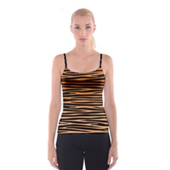 Tiger Stripes, Black And Orange, Asymmetric Lines, Wildlife Pattern Spaghetti Strap Top by Casemiro