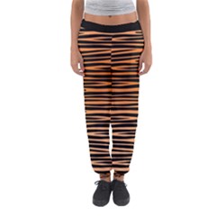 Tiger Stripes, Black And Orange, Asymmetric Lines, Wildlife Pattern Women s Jogger Sweatpants