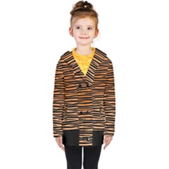 Tiger Stripes, Black And Orange, Asymmetric Lines, Wildlife Pattern Kids  Double Breasted Button Coat by Casemiro