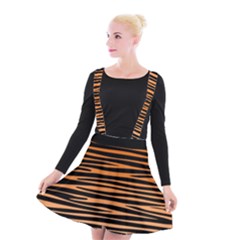 Tiger Stripes, Black And Orange, Asymmetric Lines, Wildlife Pattern Suspender Skater Skirt