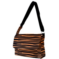 Tiger Stripes, Black And Orange, Asymmetric Lines, Wildlife Pattern Full Print Messenger Bag (s) by Casemiro