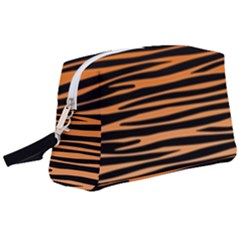 Tiger Stripes, Black And Orange, Asymmetric Lines, Wildlife Pattern Wristlet Pouch Bag (large) by Casemiro