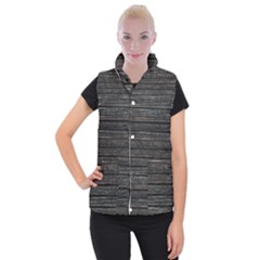 Wooden Linear Geometric Design Women s Button Up Vest by dflcprintsclothing