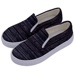 Wooden Linear Geometric Design Kids  Canvas Slip Ons