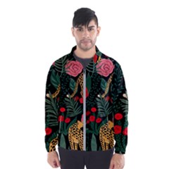 Leopardrose Men s Windbreaker by PollyParadise