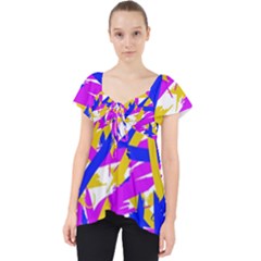 Colored Stripes Lace Front Dolly Top
