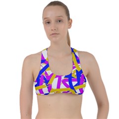 Colored Stripes Criss Cross Racerback Sports Bra by UniqueThings