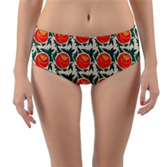 Rose Ornament Reversible Mid-waist Bikini Bottoms by SychEva