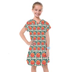 Rose Ornament Kids  Drop Waist Dress