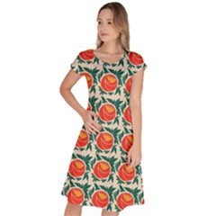 Rose Ornament Classic Short Sleeve Dress by SychEva