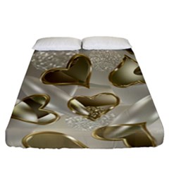   Golden Hearts Fitted Sheet (california King Size) by Galinka