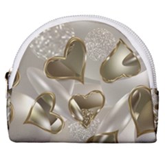   Golden Hearts Horseshoe Style Canvas Pouch by Galinka