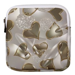   Golden Hearts Mini Square Pouch by Galinka