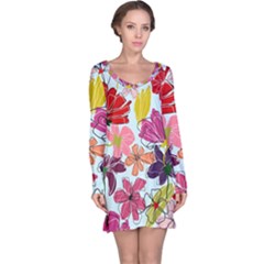 Flower Pattern Long Sleeve Nightdress by Galinka