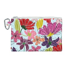 Flower Pattern Canvas Cosmetic Bag (large)