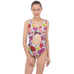 Flower Pattern Center Cut Out Swimsuit by Galinka