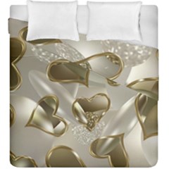   Golden Hearts Duvet Cover Double Side (king Size) by Galinka