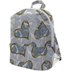  Gold Hearts Zip Up Backpack by Galinka