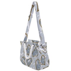   Gold Hearts On A Blue Background Rope Handles Shoulder Strap Bag by Galinka