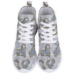   Gold Hearts On A Blue Background Women s Lightweight High Top Sneakers by Galinka