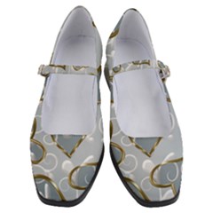   Gold Hearts On A Blue Background Women s Mary Jane Shoes by Galinka