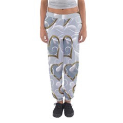   Gold Hearts On A Blue Background Women s Jogger Sweatpants