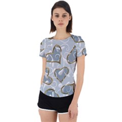   Gold Hearts On A Blue Background Back Cut Out Sport Tee by Galinka