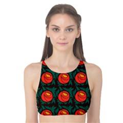 Rose Ornament Tank Bikini Top