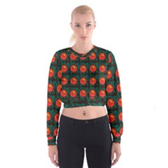 Rose Ornament Cropped Sweatshirt by SychEva