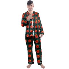 Rose Ornament Men s Long Sleeve Satin Pajamas Set by SychEva