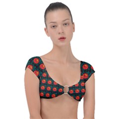 Rose Ornament Cap Sleeve Ring Bikini Top by SychEva