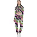 Pink Green and Black Zig Zag Cropped Zip Up Lounge Set View1