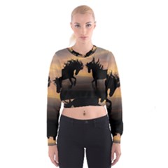 Evening Horses Cropped Sweatshirt by LW323
