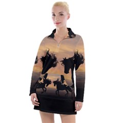 Evening Horses Women s Long Sleeve Casual Dress by LW323