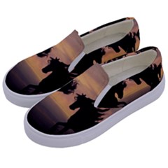 Evening Horses Kids  Canvas Slip Ons by LW323