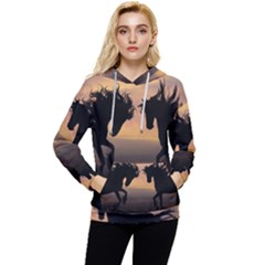 Evening Horses Women s Lightweight Drawstring Hoodie by LW323